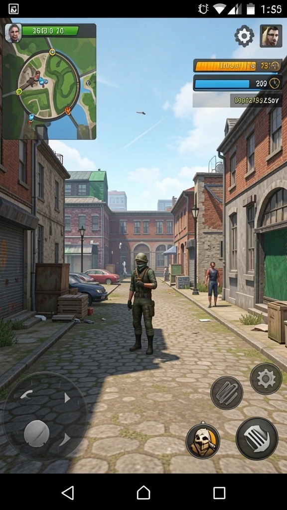 oja89 - Screenshot menunjukkan karakter yang beraksi di medan perang.